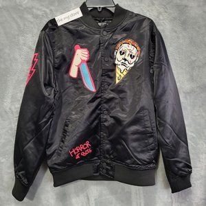 Roku Studio 'Ice Scream' Black Satin Bomber Jacket Sz Medium/Small Runs Small